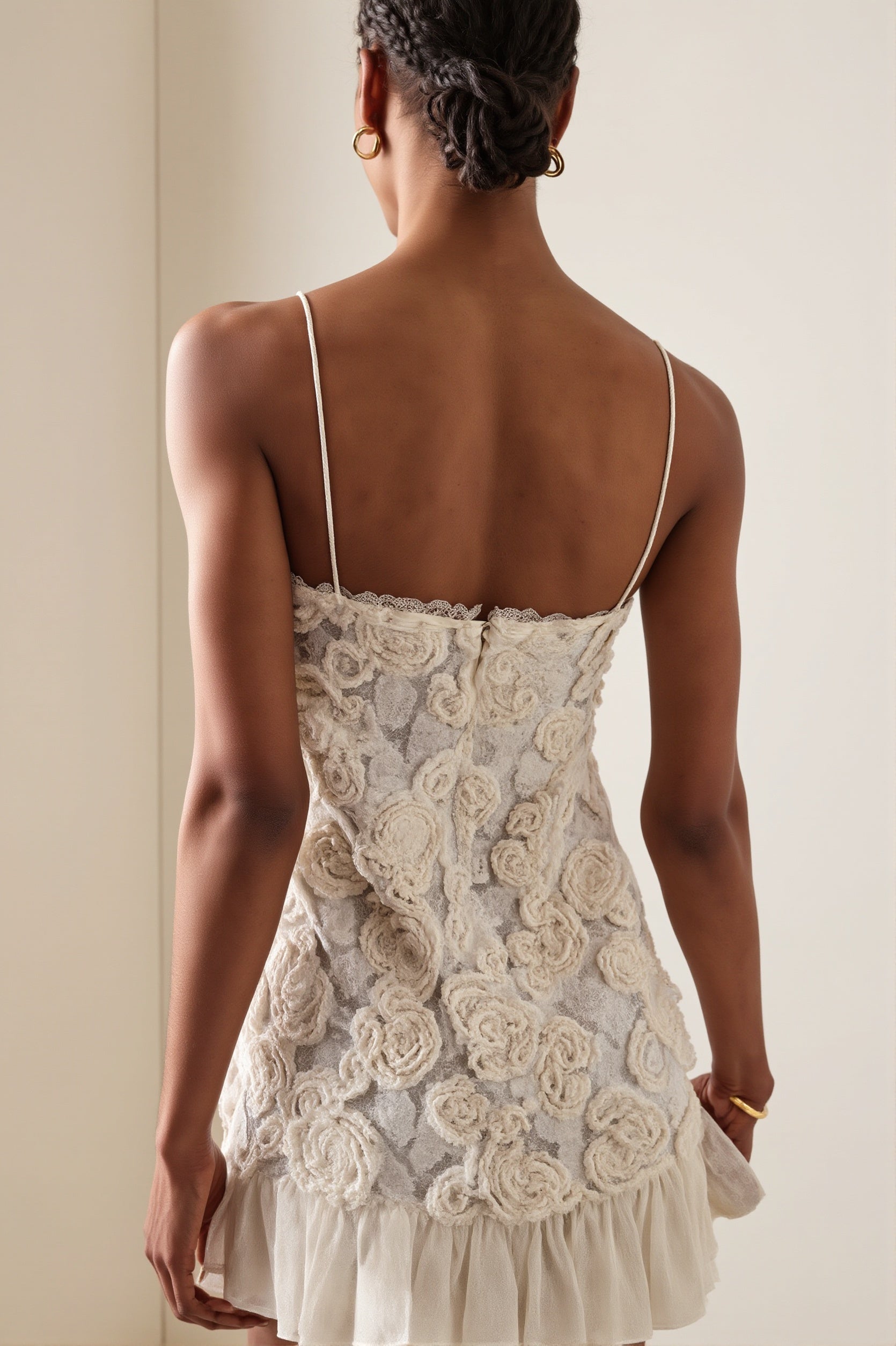 Chic Chiffon Floral Applique Cami Layered Mini Dress image 5