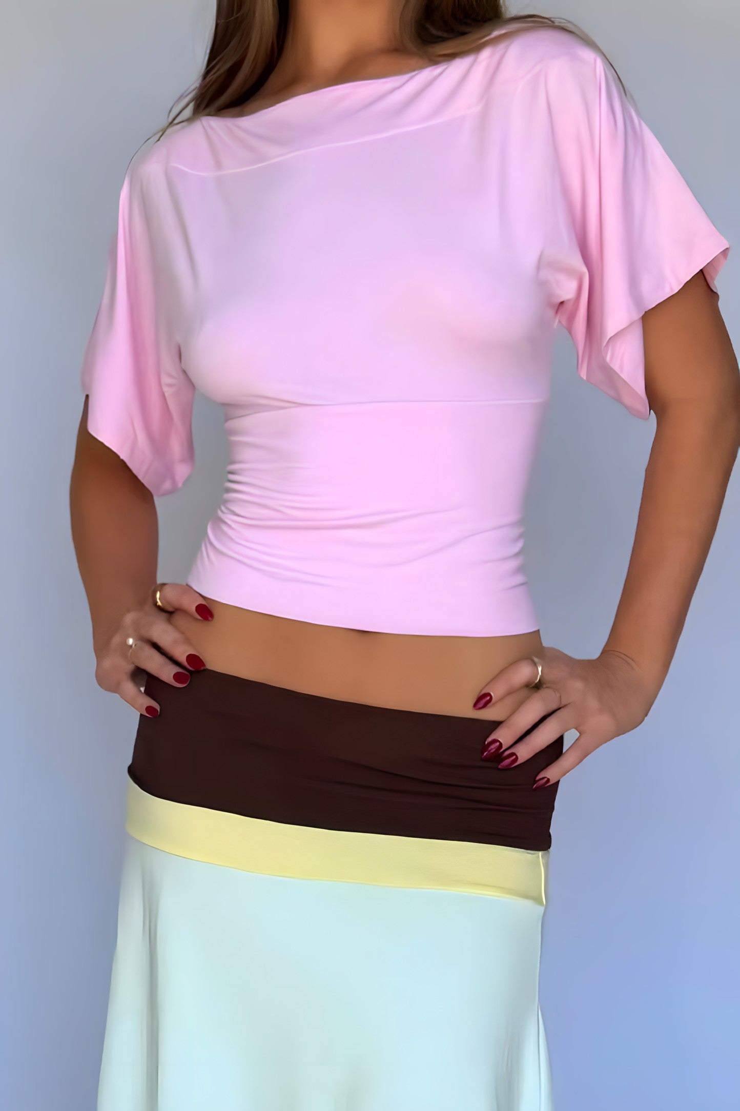 One Shoulder Cropped Fitted Blouse image 3