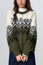 Retro Nordic Snowflake Knit Fair Isle Cardigan image 2