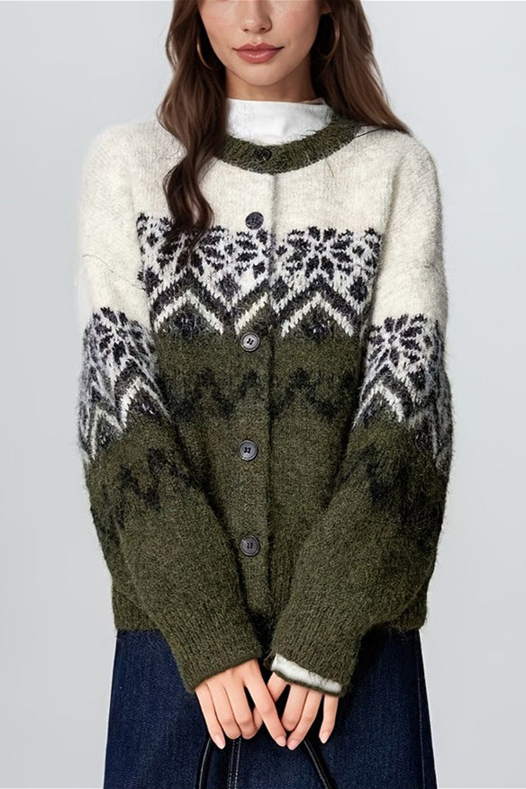 Retro Nordic Snowflake Knit Fair Isle Cardigan image 2