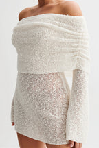 Chic White Bodycon Mini Dress With Tie Waist image 5