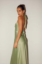Elegant Solid V Neck Slim Maxi Dress image 4