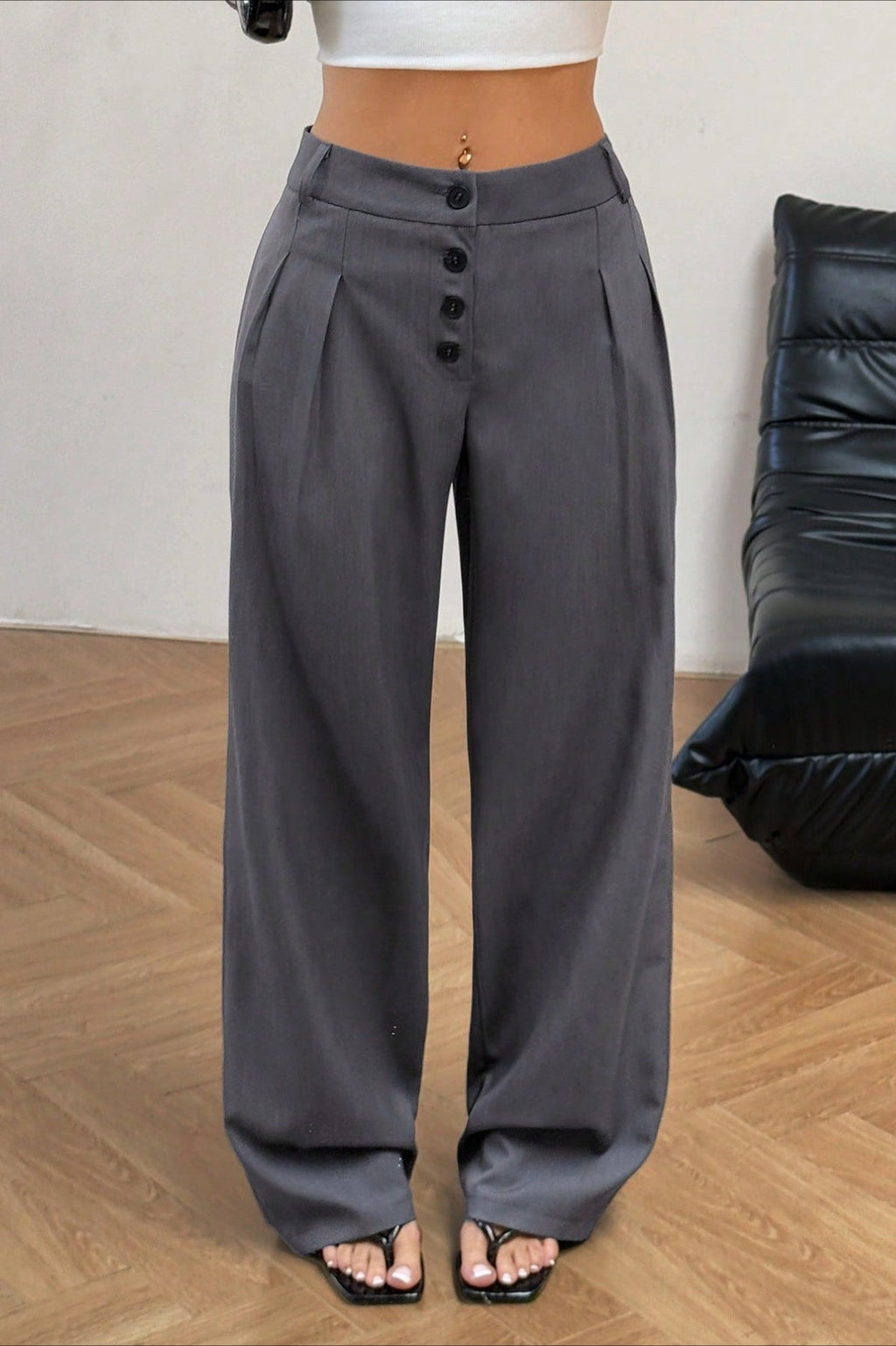 Chic Vintage Button Front Drape Pants image 1