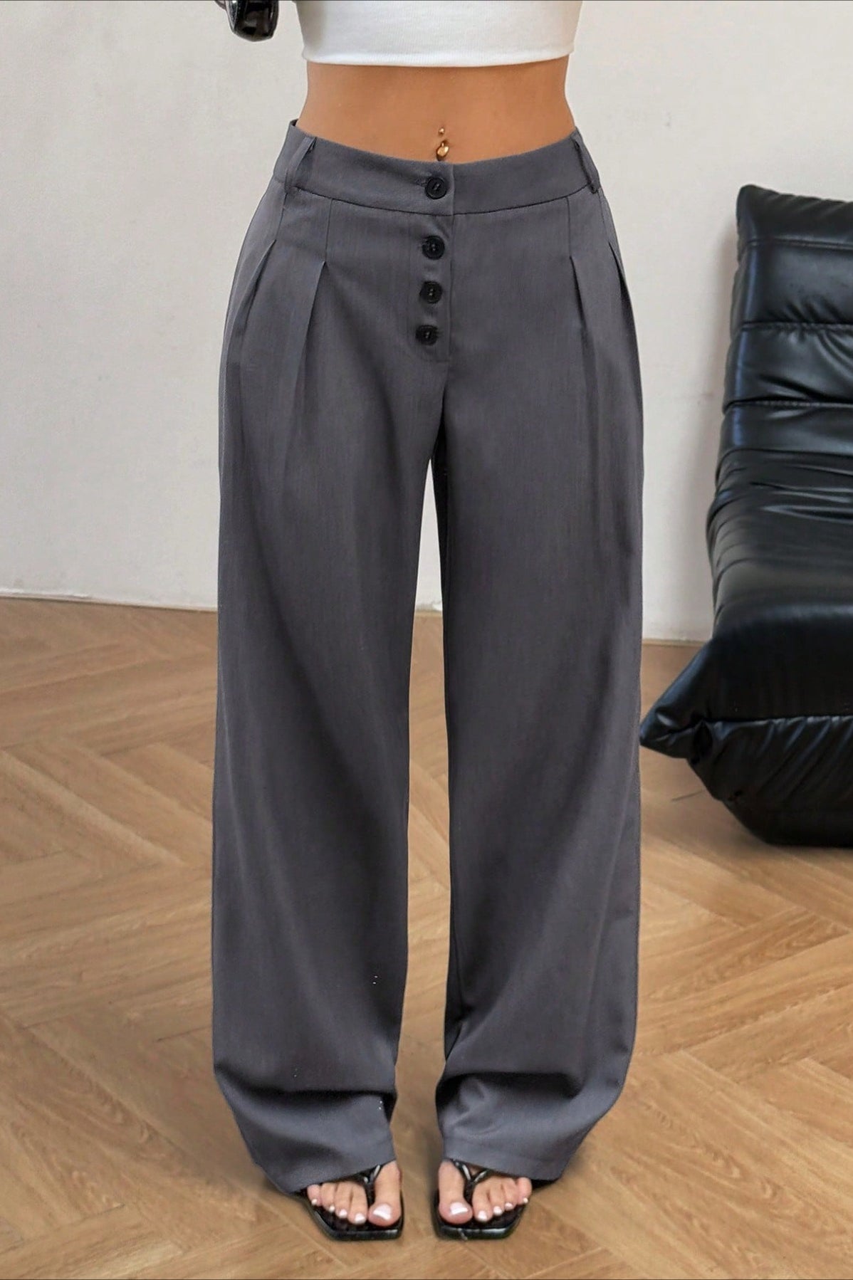 Chic Vintage Button Front Drape Pants image 1