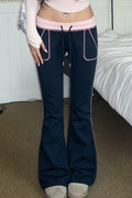 Contrast Drawstring Slim Knit Casual Pants image 1