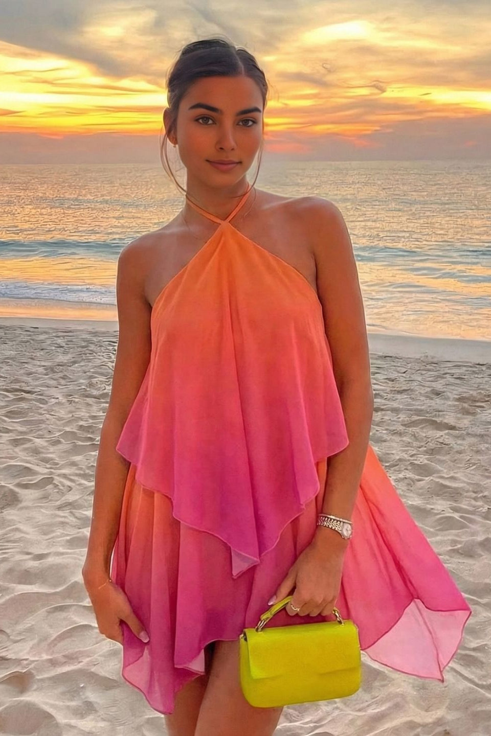 Gradient Halter Tube Cutout Back Mini Dress image 3