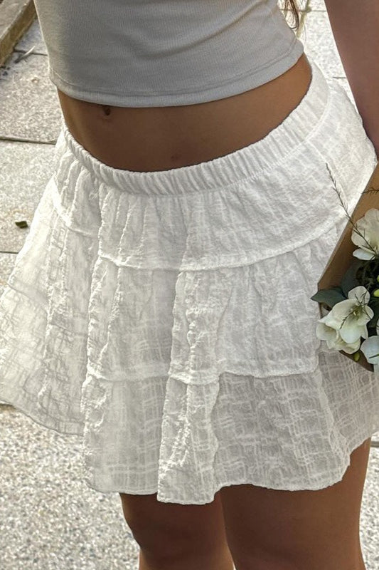 Textured Patchwork Low Waist A-Line Skirt image 3