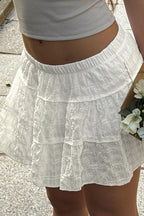 Textured Patchwork Low Waist A-Line Skirt image 3