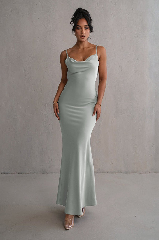 Satin Cami Backless Sexy Slim Fit Prom Dress image 3