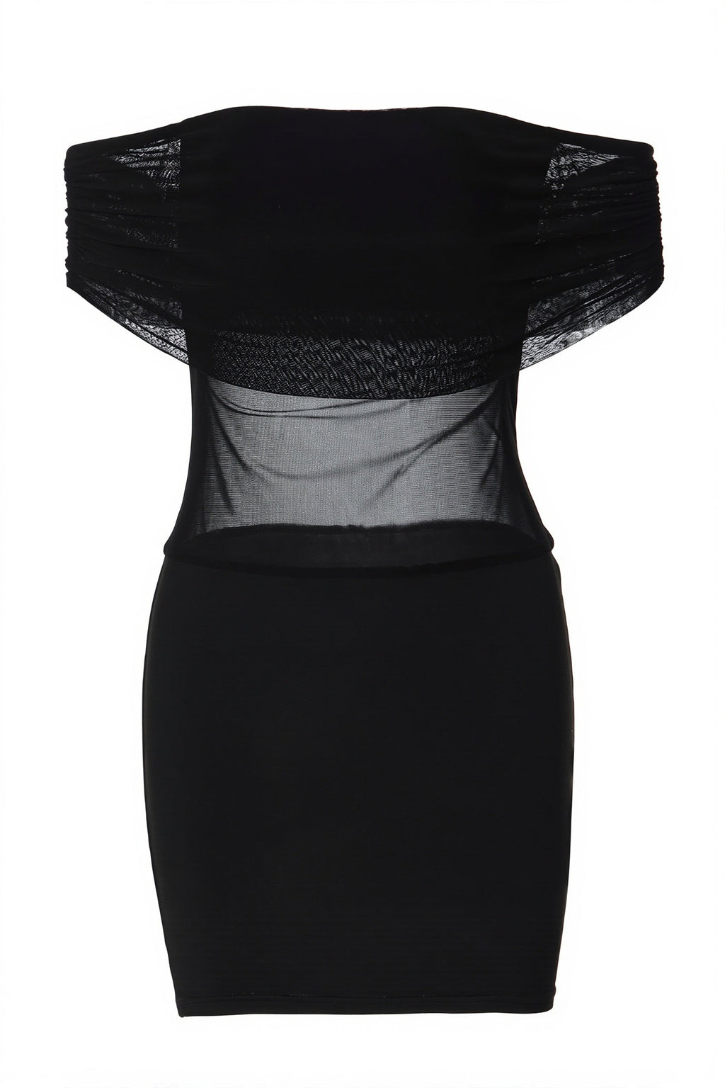 Sexy Sheer Mesh Insert Off Shoulder Slim Mini Dress image 5