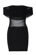 Sexy Sheer Mesh Insert Off Shoulder Slim Mini Dress image 5