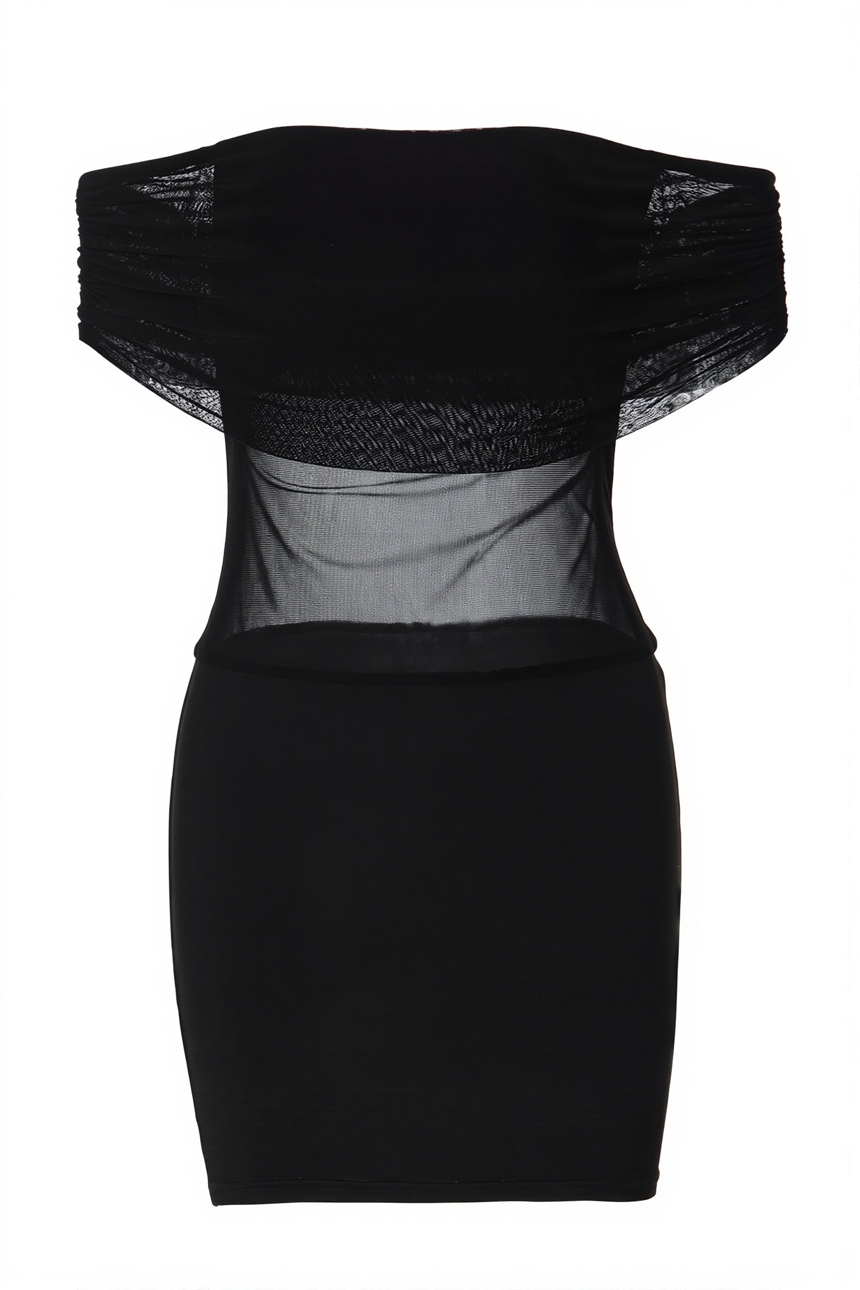 Sexy Sheer Mesh Insert Off Shoulder Slim Mini Dress image 5