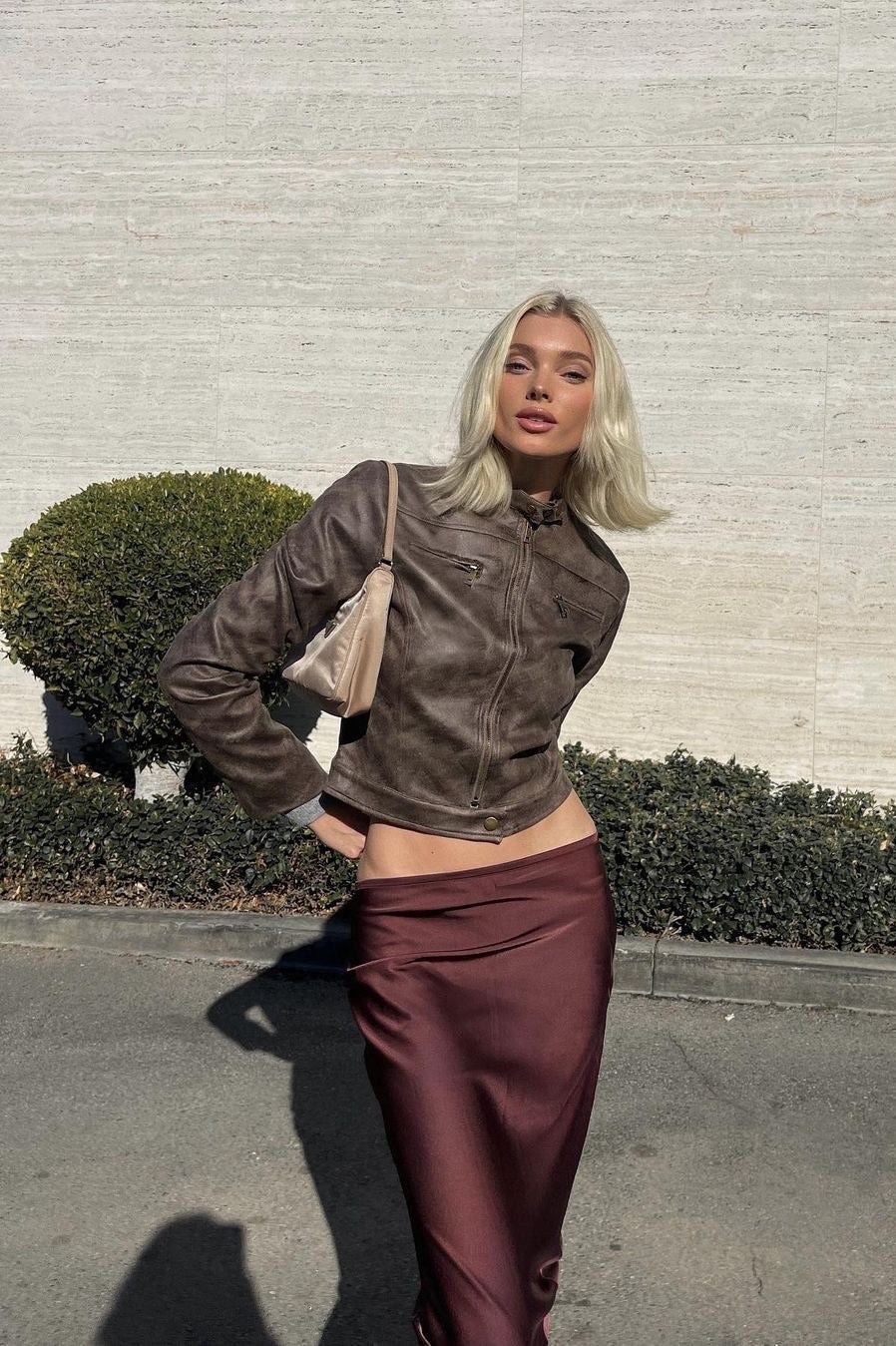 Fitted Brown Suede Leather Jacket image 3