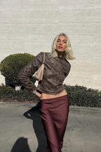 Fitted Brown Suede Leather Jacket image 3