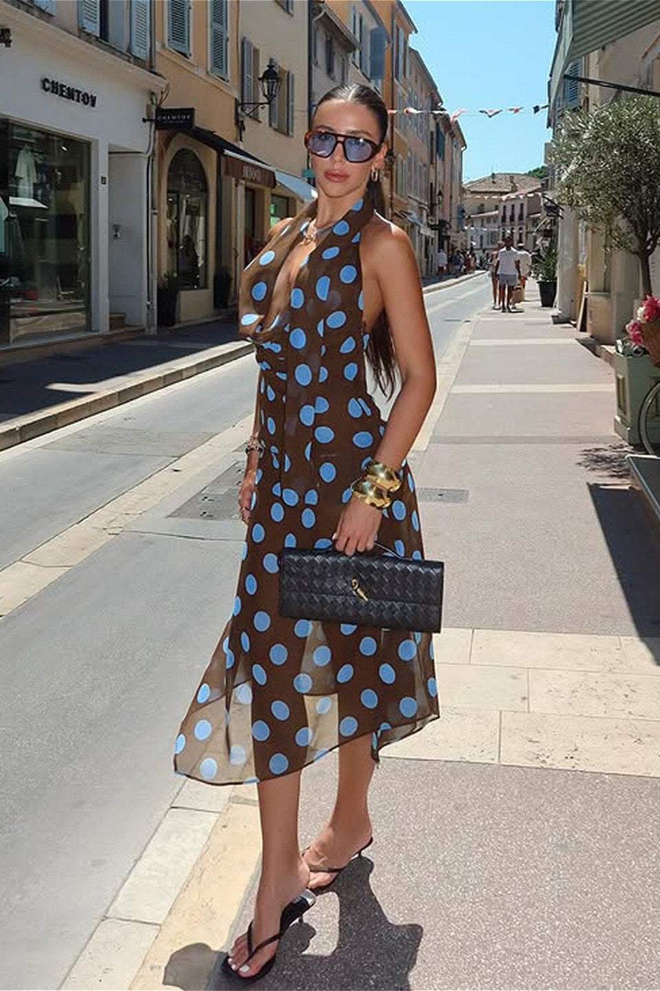 Colorblock Polka Dot Mesh Two Pieces Set image 1