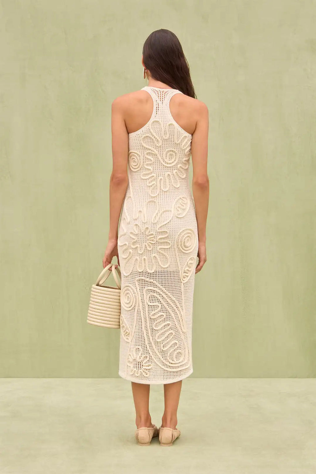 Elegant Knitted Sleeveless Floral Dress image 2