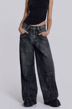 Vintage Faded Wing Print Baggy Jeans image 3