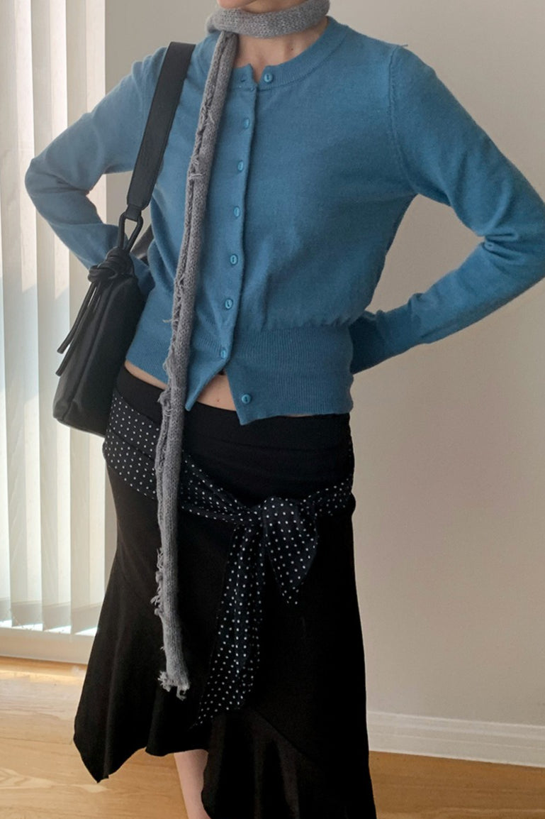 Slim-Fit Round-Neck Knit Cardigan image 3