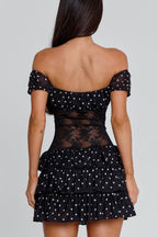 Lace Polka Dot Off Shoulder Mini Dress image 4