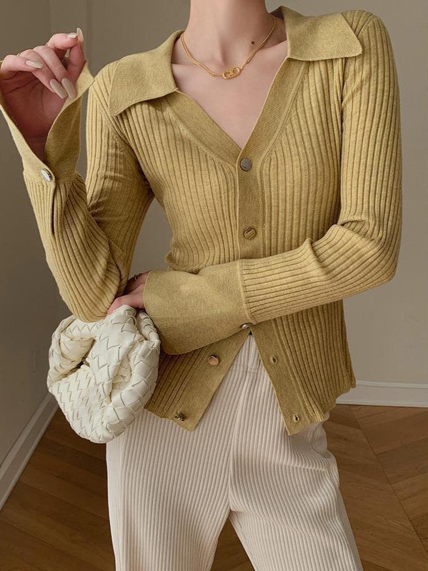 Blue V-Neck Knit Cardigan image 4