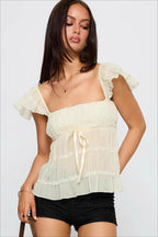 Sweet Lace Panel Ruffle Sleeve Cami Top image 1