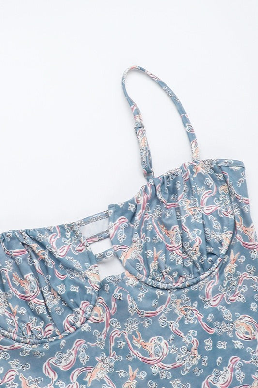 Sexy Spaghetti Strap Paisley Floral Bodycon Maxi Dress image 6