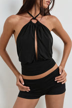 Solid Hollow Waist Slim Halter Top image 9