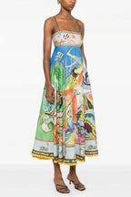 High Waist Print Cami Casual Maxi Dress image 4
