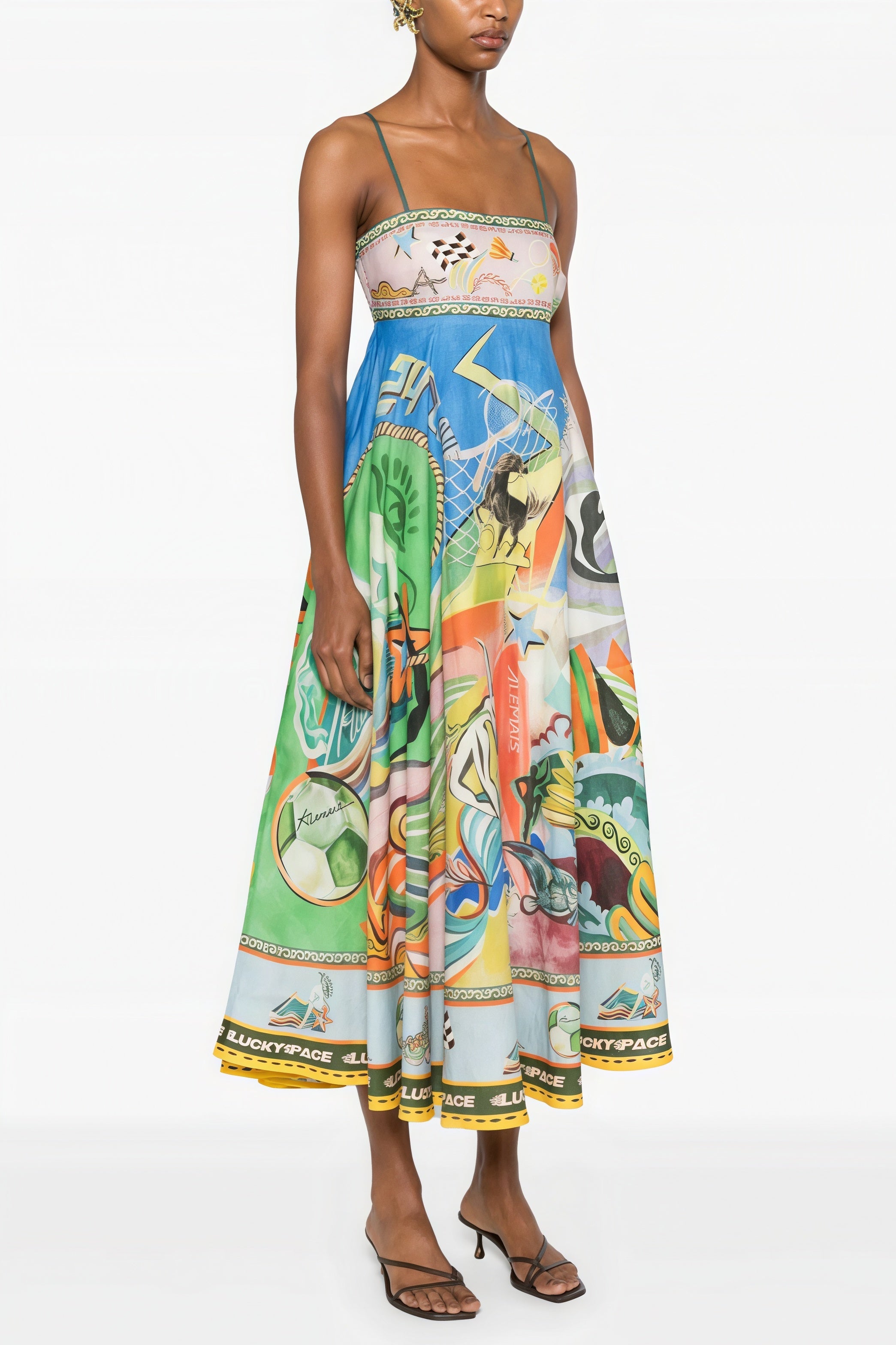 High Waist Print Cami Casual Maxi Dress image 4