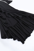 Diamond Collar Contrast Trim Ruffle Sleeve Midi Party Dress image 7