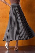 Vintage High-Waist Knit Pleated Midi Skirt image 3
