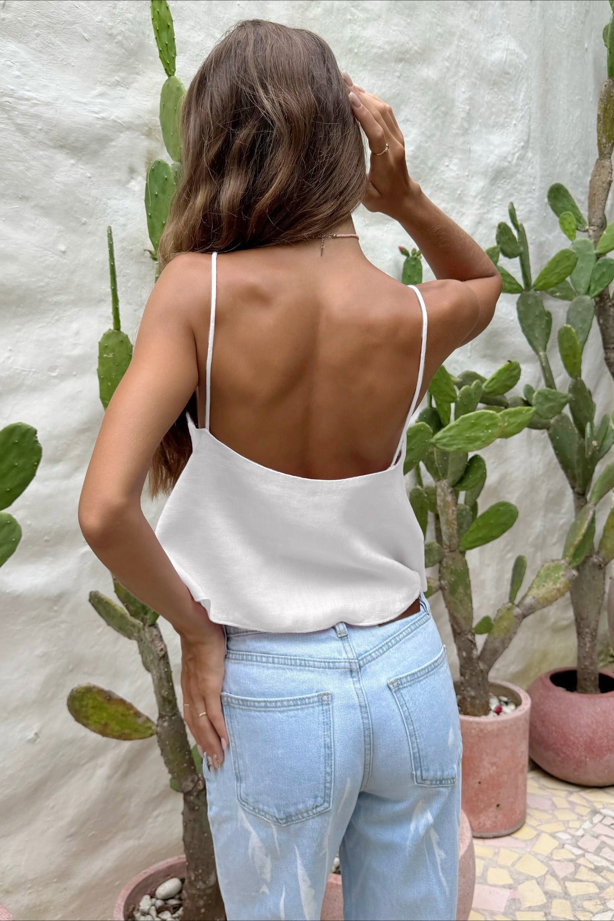 Solid Casual Cropped Triangle Cutout Trendy Cami Top image 9