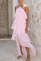 Tiered Ruffle Chiffon Print Maxi Dress image 15