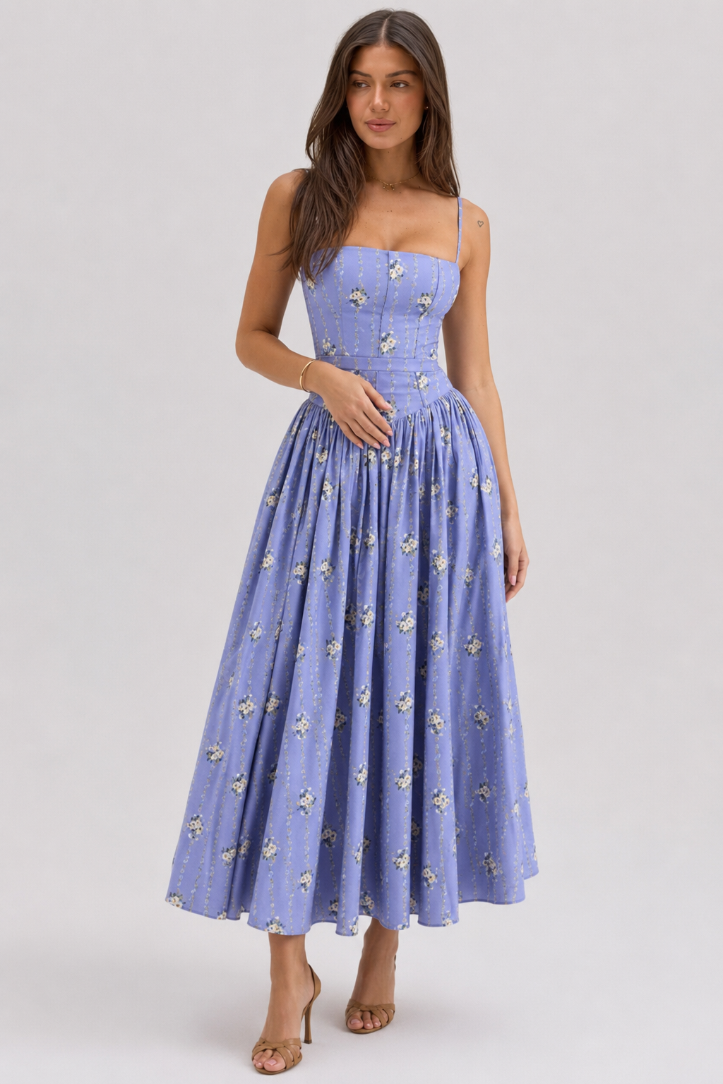 Chic Floral Print Cami Slip Maxi Dress image 2