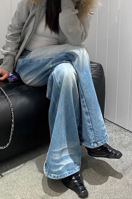 Creased Washed Floor-Length Straight Leg Jeans image 2