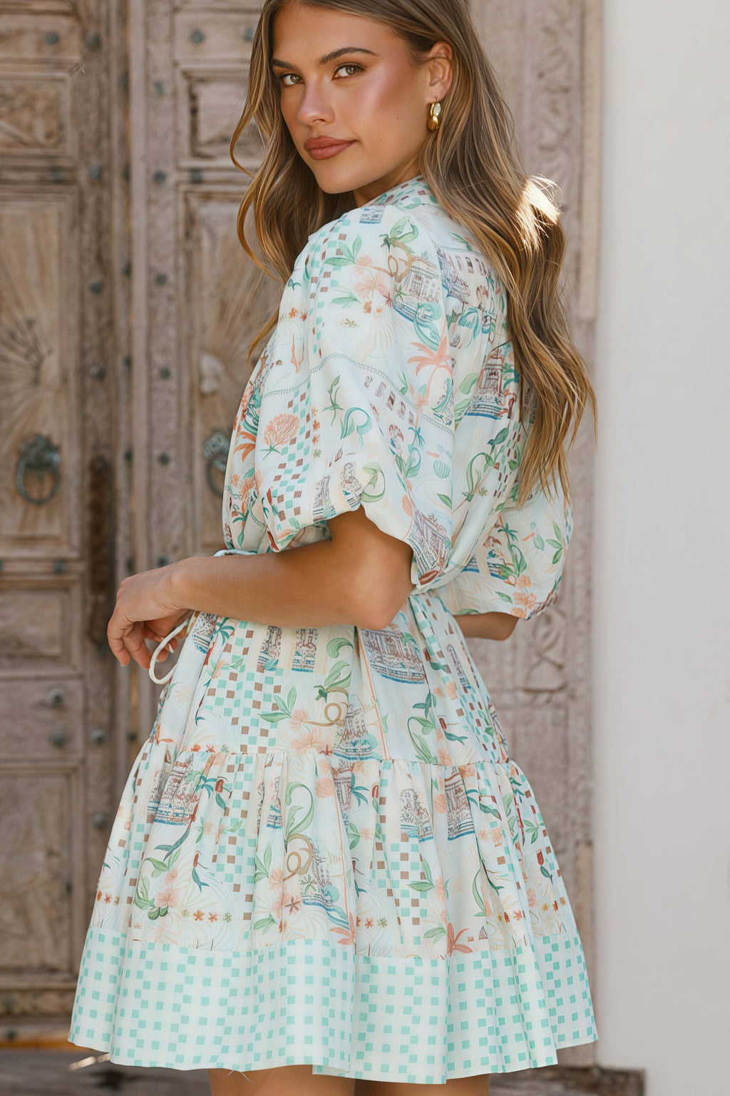 Elegant Linen Tie Belt Waist Cinching Casual Fairy Mini Dress image 6