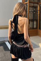 Cutout Back Halter Waist Tulip Hem Mini Dress image 4