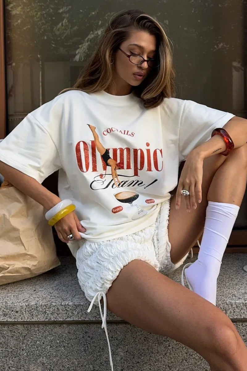 Cotton Fashion Trendy Loose Creative Print T-shirt image 3