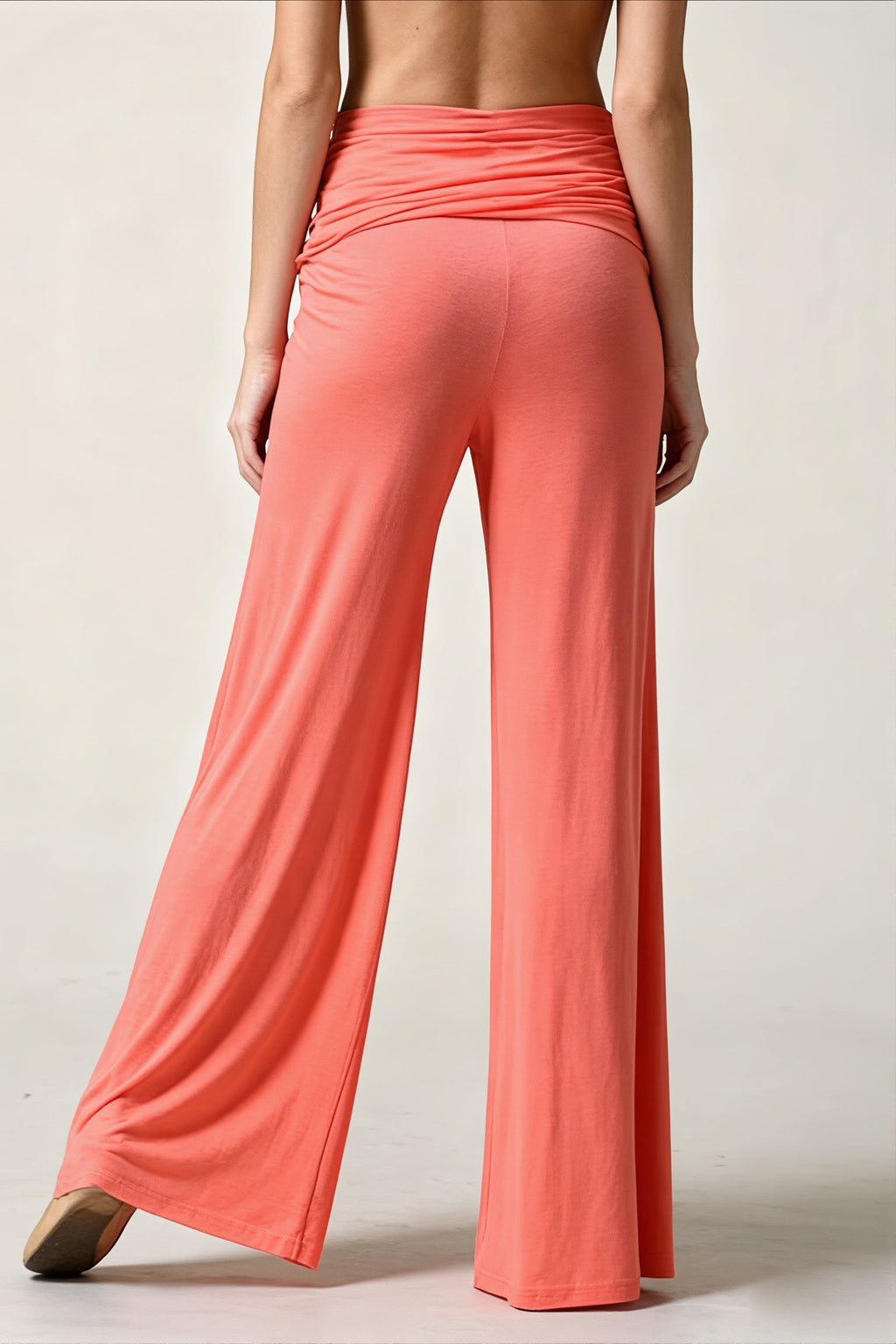 Solid Wide Leg Flare Casual Pants image 4