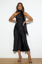 Sexy Satin Slit Hem Backless Midi Dress image 7