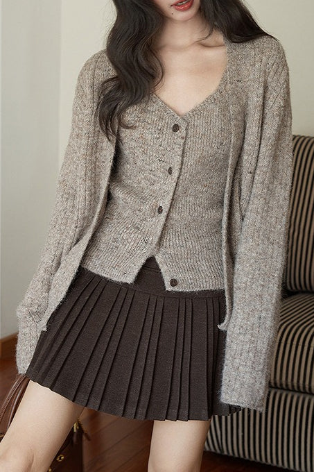 Solid Wool Pleated High Waist Skirt image 7