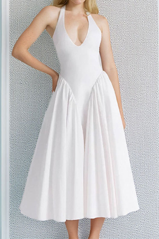 Halter Solid Bodycon Backless Party Dress image 1
