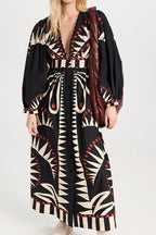Retro Floral Long Sleeve Boho Dress image 1