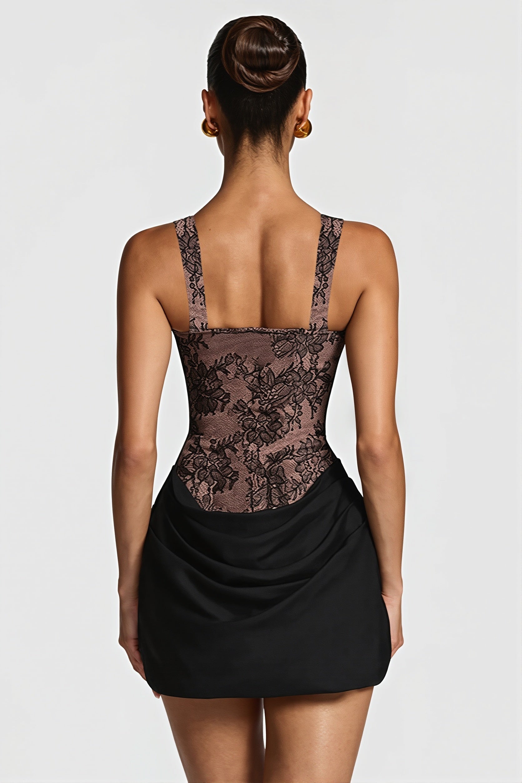 Elegant Lace Fishbone Ruched Mini Dress image 6