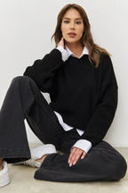Solid Knit Crewneck Pullover Sweater image 1