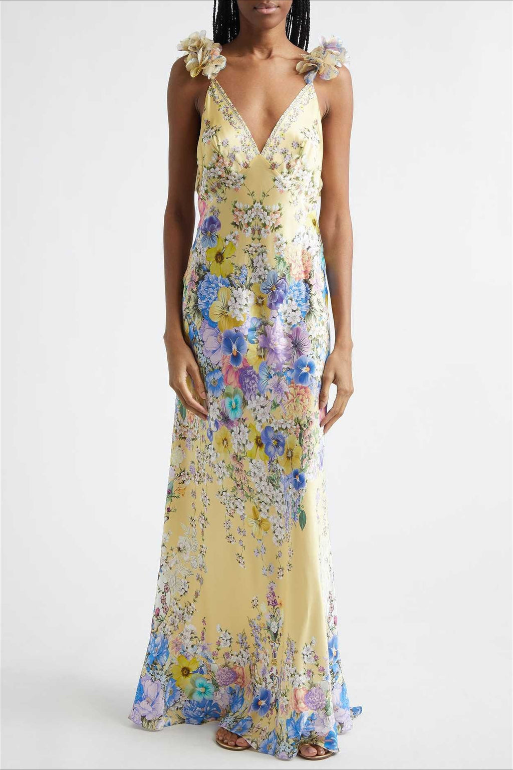 Floral Ruffle Strap Backless Maxi Dress image 5