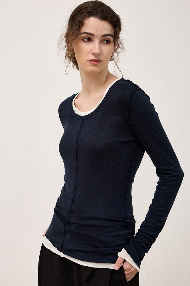 Tencel Wool Blend Round Neck Knit Top image 8