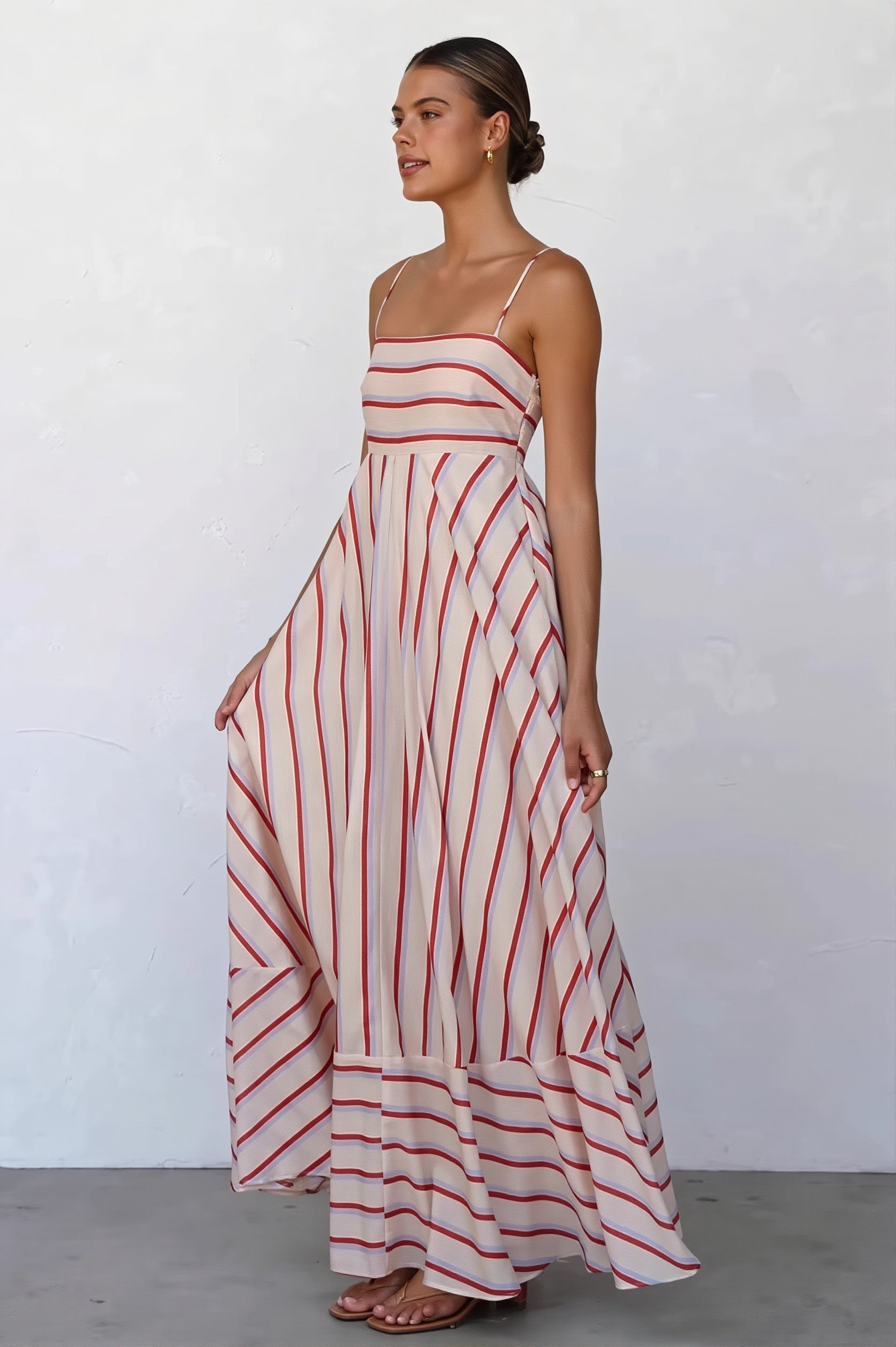 Striped High Waist Swing Cami Boho Dress image 4