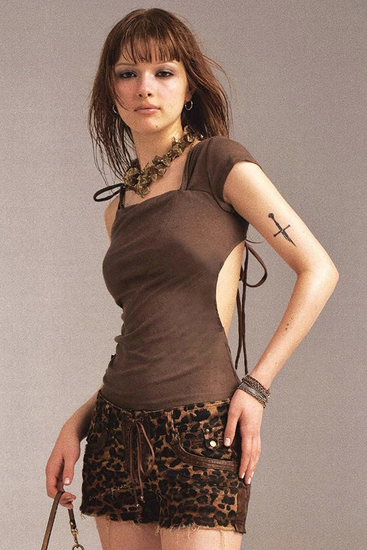 Ruched One Shoulder Knot Tie Asym Cami Top image 4