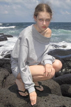 Studded Off Shoulder Long Sleeve Sweatshirt image 2